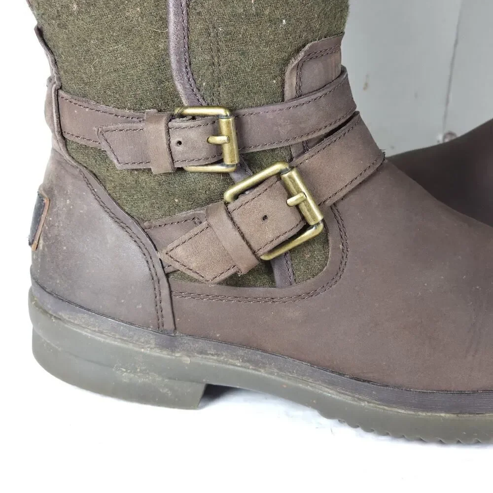 UGG Women's Simmens US 7 Brown Leather Lined LaceUp Waterproof Winter Boots